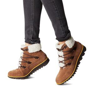 Sorel Women's Harlow Lace Cozy Boot 9 Waterproof Leather Ankle Booties Worn 2x